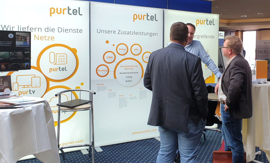 Der Messestand von purtel beim Breitbandforum 2021